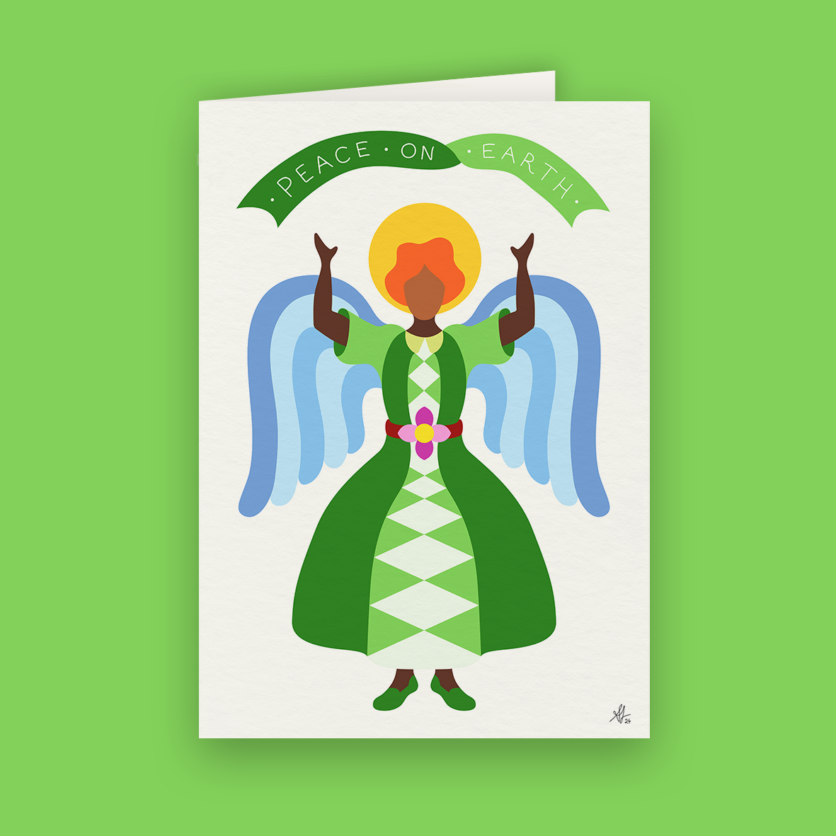 Four Christmas Cards, Green Angel