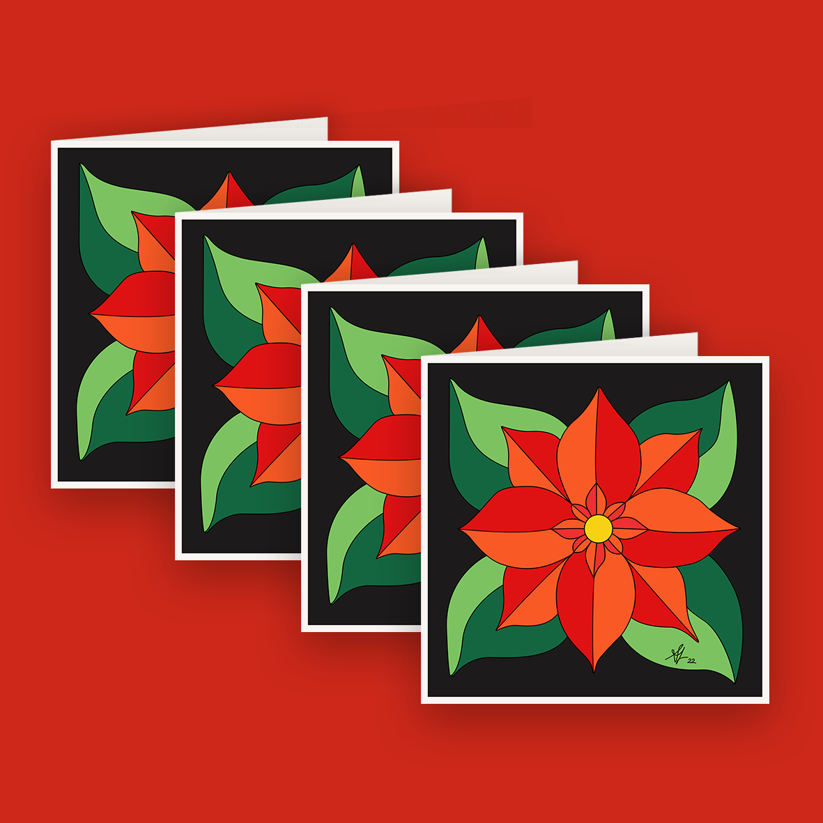 Six Christmas Cards, Poinsettia